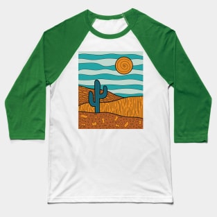 Abstract desert landscape illustration - Blue Baseball T-Shirt